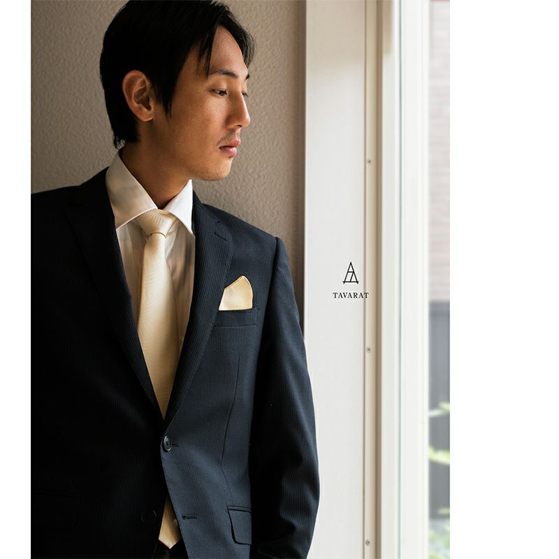 美品　charvet シルク ネクタイ グリーン & シャンパン ゴールド SILVER LINE】シルクドット結婚式ネクタイ 8.0cm幅/シャンパン