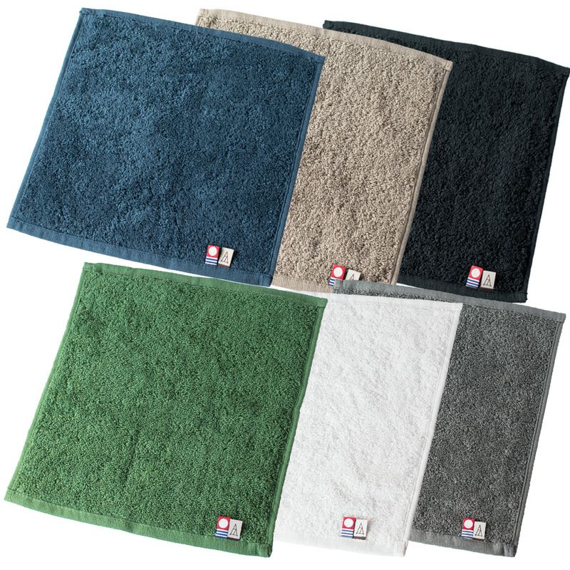 今治タオル ちょうどいいタオルハンカチの6枚セット（ブラック、ベージュ、ネイビー、グリーン、ホワイト、グレー）