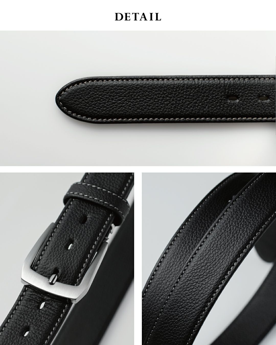 丁寧に作られた本革ベルトの縫製と質感